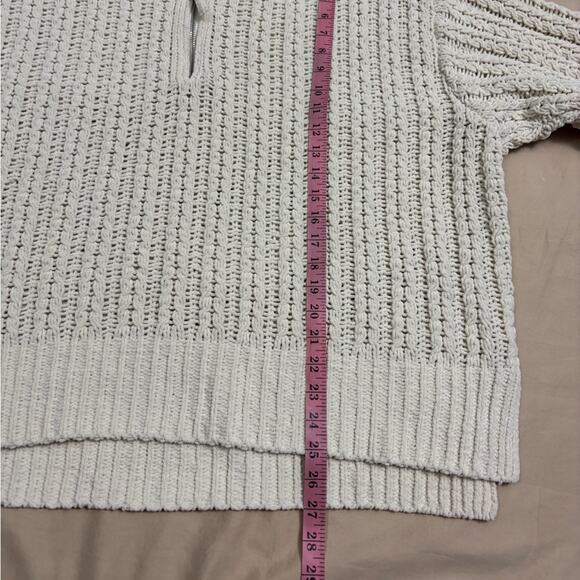 Aerie Women’s Cream Chunky Cable Knit Quarter Zip Size XL - Picture 5 of 6
